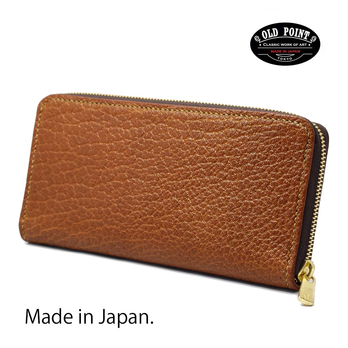 Rakuten - 【純日本製】【手縫いピッチ3.5mm】 OLD POINT オールドポイント -匠 Takumi- 手縫い ラウンドファスナーウォレット アザラシ革 シール シャイニーブラウン イタリアンレザー あざらし 海豹革 メンズ 財布 本革【送料無料】