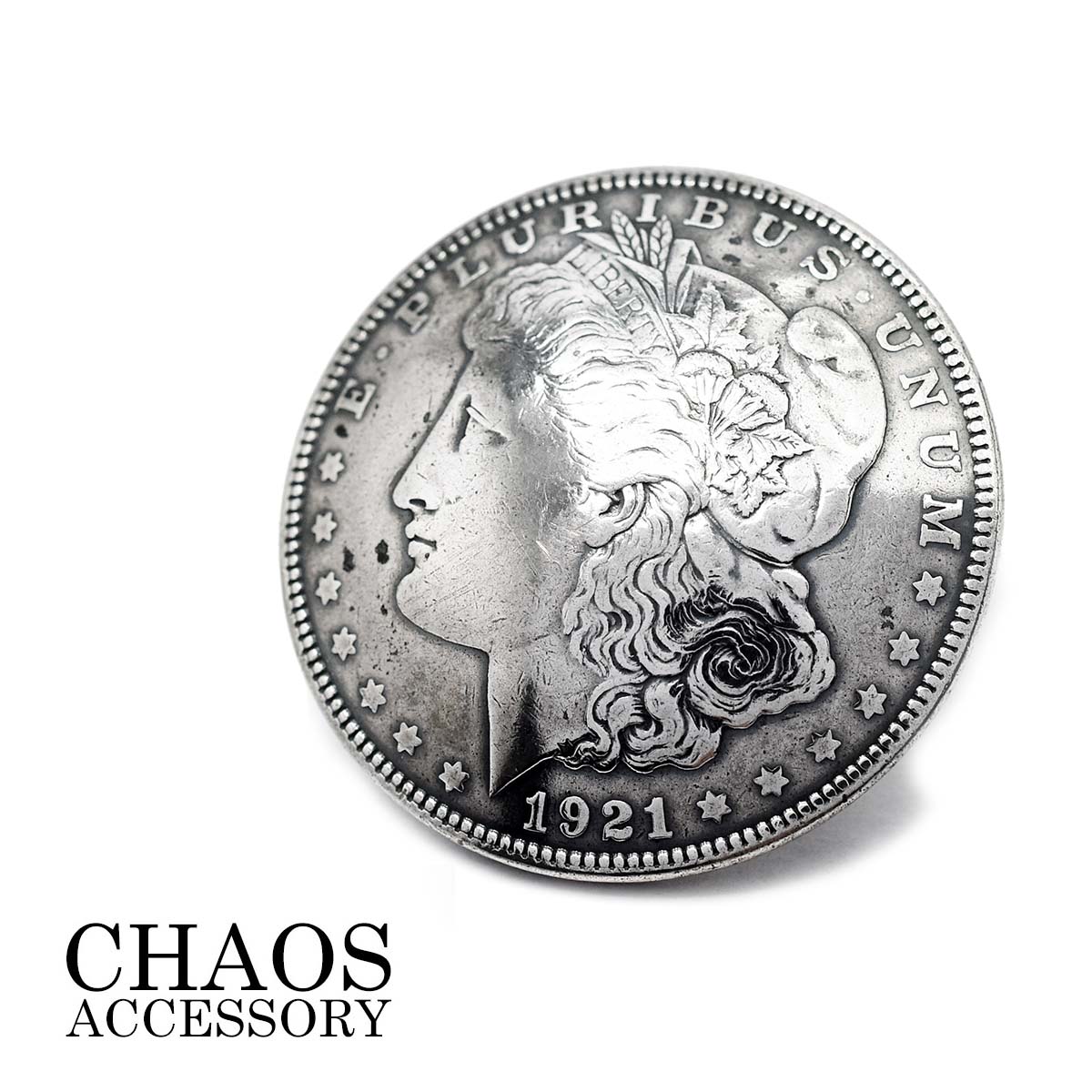 楽天CHAOS Accessory【希少価値上昇中】【オールド銀貨】≪1921 モーガン/モルガン フェイス コインコンチョ≫[シルバーアクセサリー] スペーサープレゼント/銀貨/1ドル/コンチョ/コインコンチョ/シルバーコンチョ【送料無料】【売れ筋】