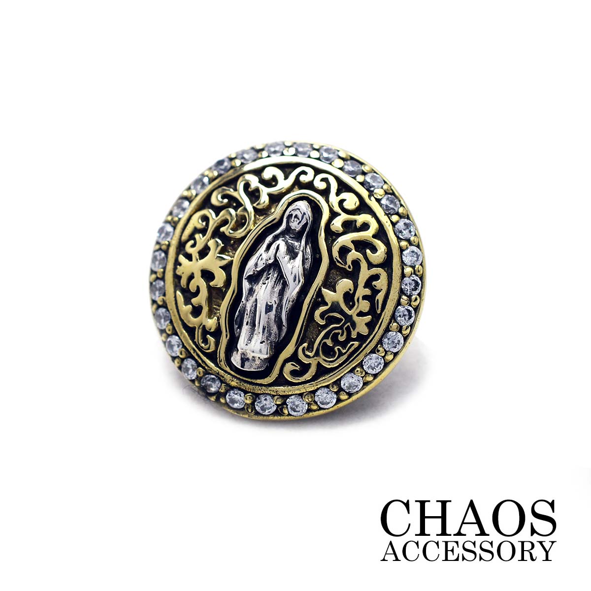 シルバーコンチョ 【 Silver925 】【聖母マリア ジルコニア コンチョ】【真鍮 ブラス】 国産高級スクリュー使用 ウォレット カスタム 【 レザーウォレ...