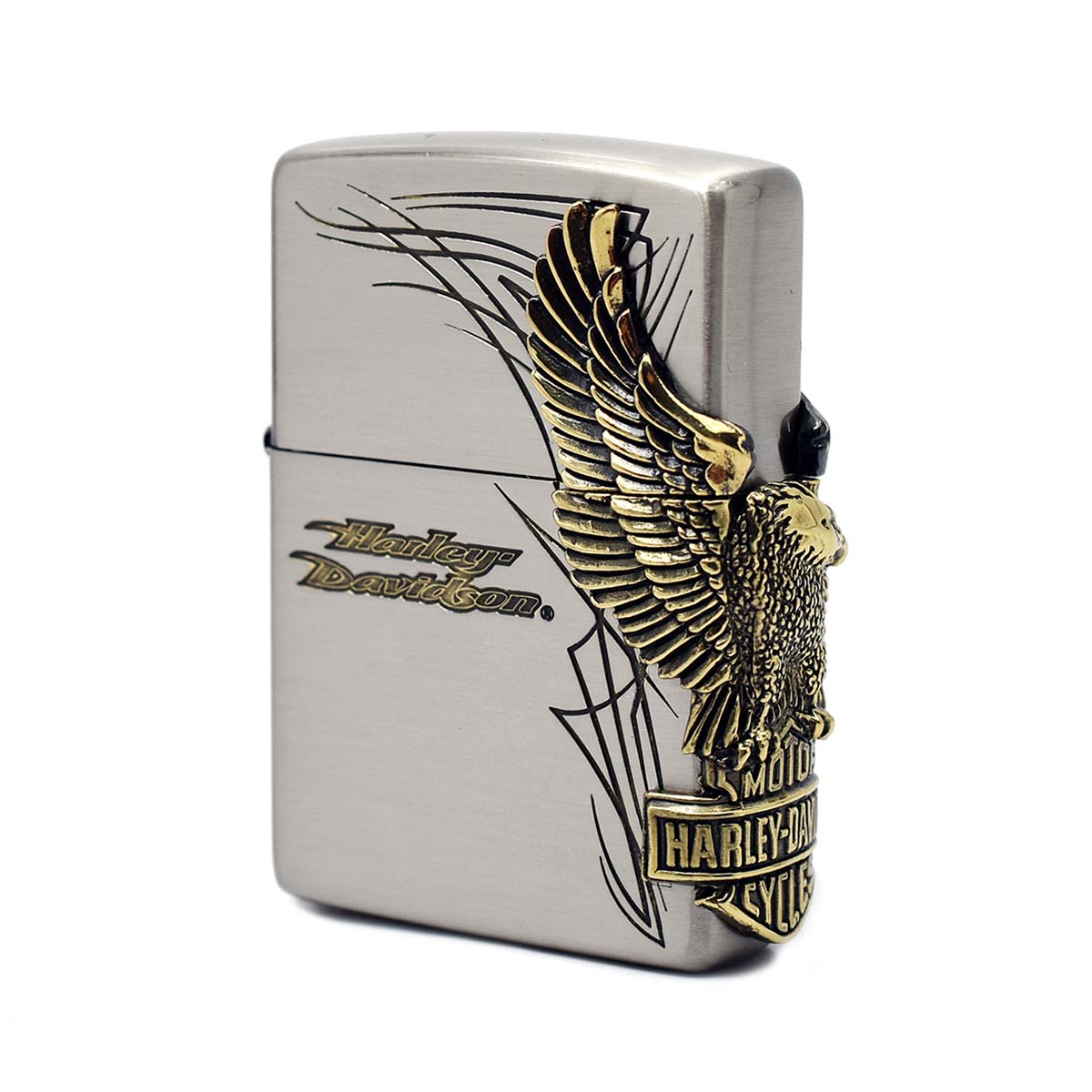 名入れライター・ジッポ 【ZIPPO正規取扱店】【対象商品はインナーケース名入れ無料】ZIPPO ハーレー≪ハーレーダビッドソン HDP-66 サイドメタル ニッケル＆ブラスコンビ古美≫オイルライター ハーレーダヴィッドソン ジッポー