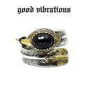 【good vibrations 正規取扱店】【送料無料】シルバーアクセサリー 指輪 グッドバイブレーションズ ブラックスター フェザー フリーサイズ シルバーリング 13~21号 ネイティブアメリカン スターリング シルバー 925 純銀 真鍮