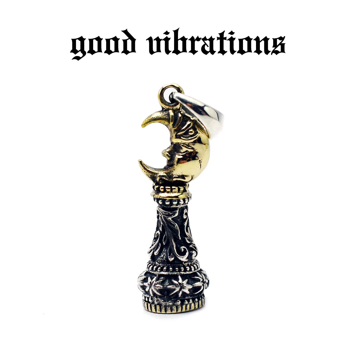 楽天CHAOS Accessory【good vibrations 正規取扱店】【送料無料】シルバーアクセサリー グッドバイブレーションズ チェス 駒 ビショップ 僧正 聖職者 ムーンフェイス 月 三日月 クレセントムーン ペンダントトップ シルバー 純銀 925