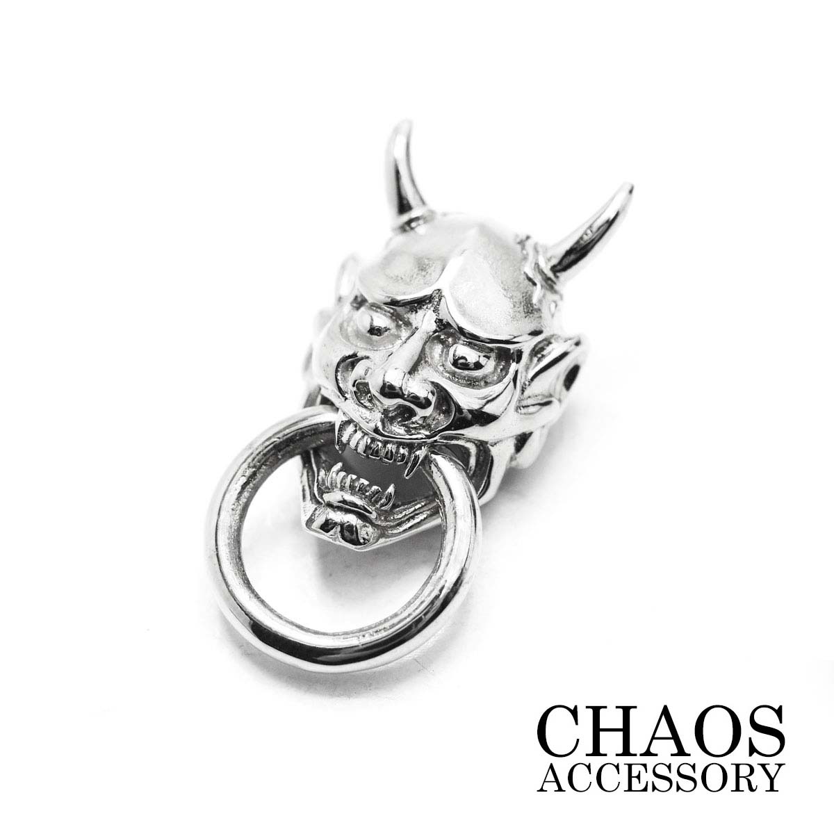 コンチョ 般若/ドロップハンドル カスタムウォレットチェーンパーツ 【再入荷】【 シルバーコンチョ 】シルバー925 【はんにゃ】 和柄般若 ハンニャ 国産スク...