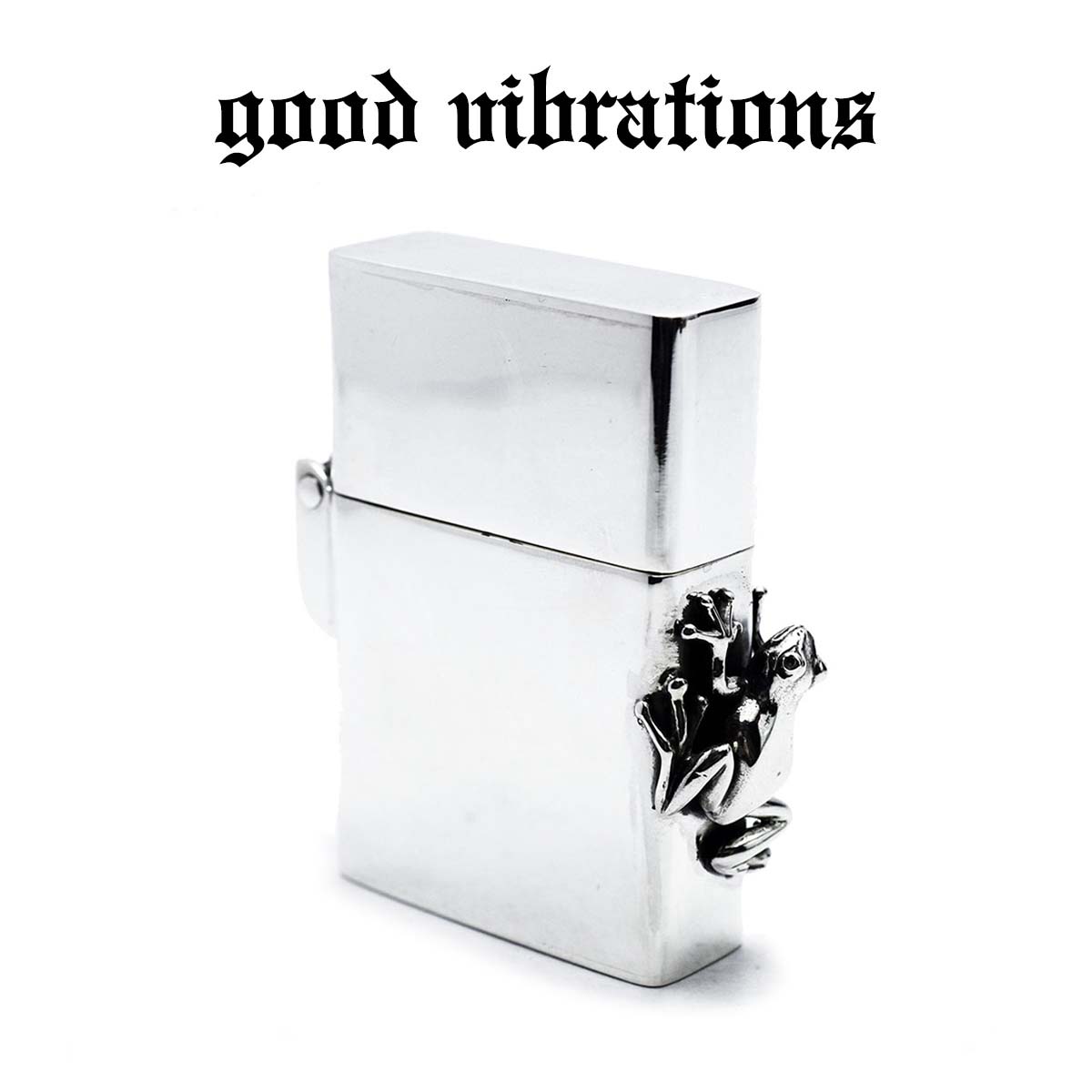 【good vibrations 正規取扱店】オイルライター ZIPPO型 【CHAOS限定】シルバーケース ≪重厚 シルバー925/カエル モチーフ サイドフ...