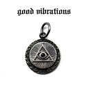 【good vibrations 正規取扱店】シルバーアクセサリー メンズ ピラミッドアイ プロビデンスの目 フリーメイソン ミスティッククォーツ チャーム ペ...