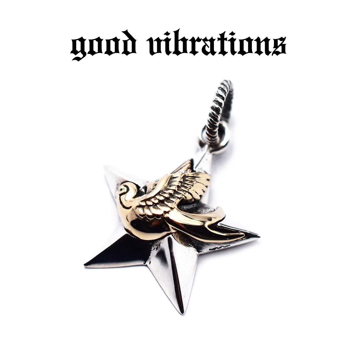 【good vibrations 正規取扱店】【送料無料】シルバーアクセサリー グッドバイブレーションズ アメリカントラディショナルタトゥー スワロー ノーティカルスター 北極星 チャーム ペンダントトップ シルバー925 真鍮