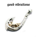 【good vibrations 正規取扱店】シルバーアクセサリー グッドバイブレーションズ ハワイアンジュエリー モチーフ フィッシュフック キャット チャーム ペンダントトップ 釣り針 ネコ シルバー925 ハワジュ ネックレス