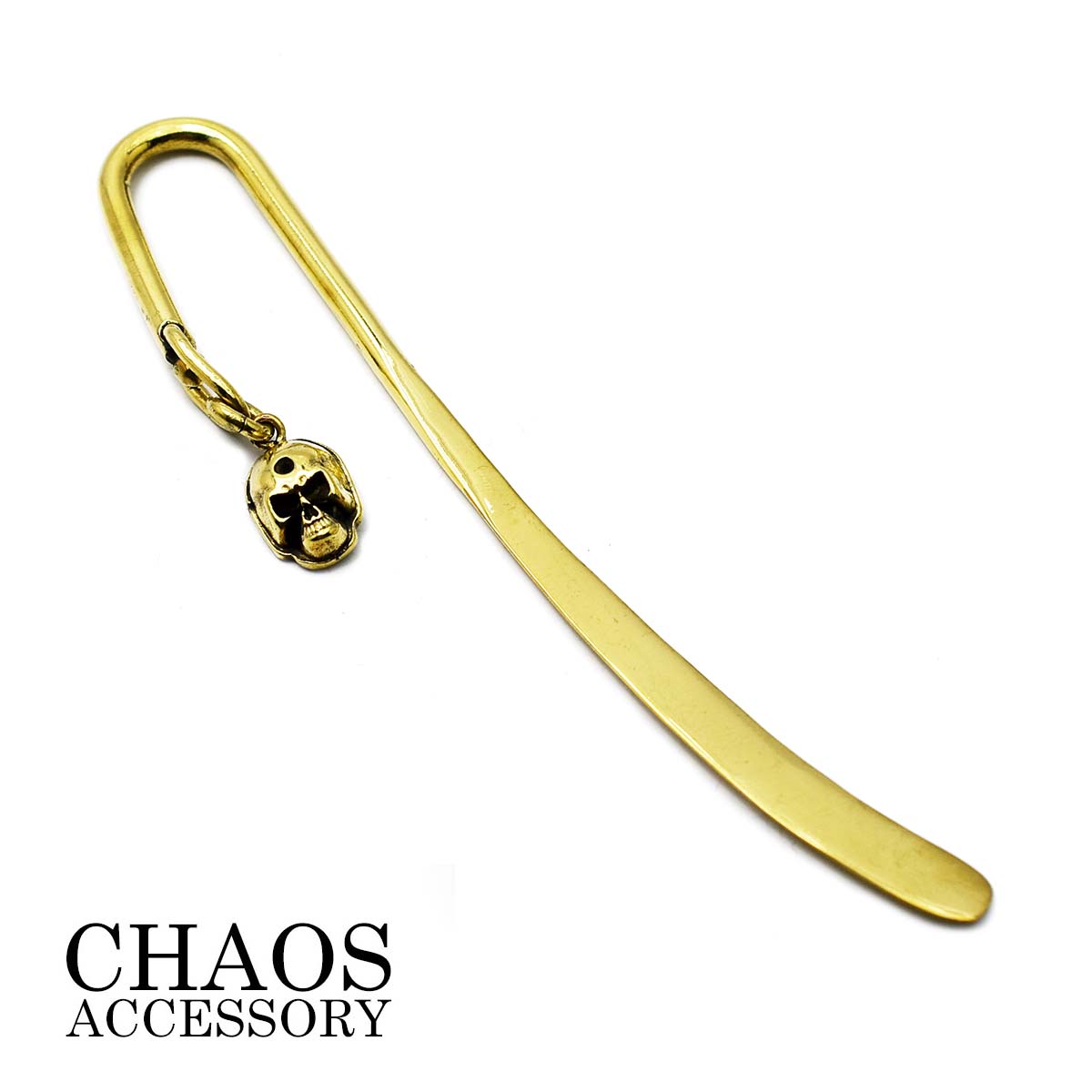 しおり 金属 メタルブックマーカー チャーム付き ブラス ブックマーク しおり 三つ目 サードアイ スカル デザイン SSサイズ【メール便可】