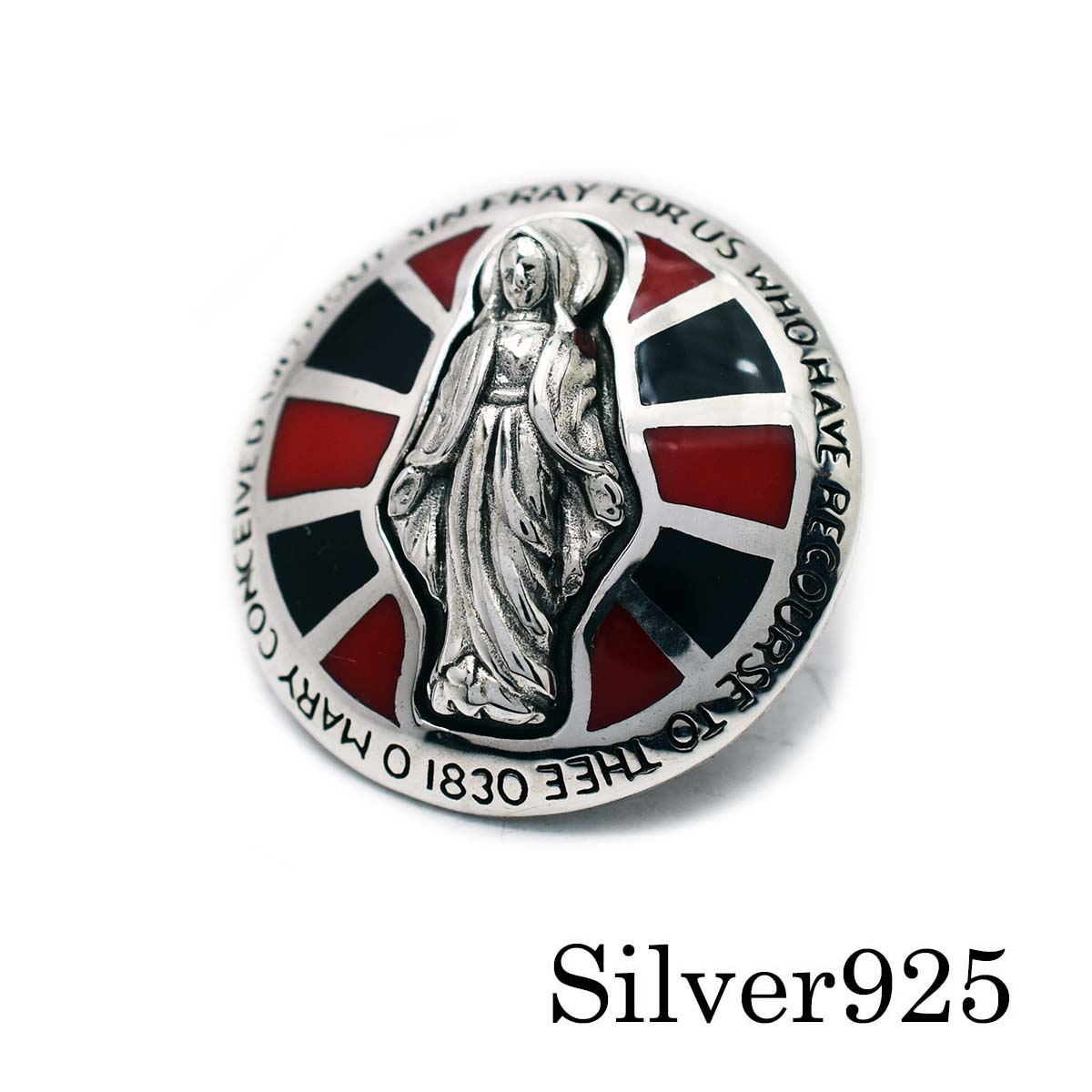 シルバーパーツ/コンチョ≪ブラック&レッド マリア コンチョ サイズ24mm ≫ライダースウォレット カスタムパーツ レザーウォレット専門店 レザーワークス カ...