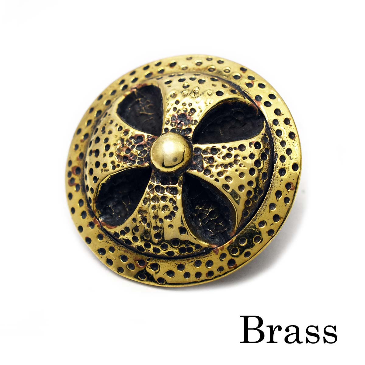 ブラスパーツ コンチョ 真鍮製 アイアンクロス コンチョ Lサイズ ブラスイブシ加工 ライダースウォレット バイカーズウォレット カスタムパーツ レザーウォレッ...