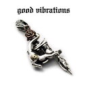 【good vibrations 正規取扱店】シルバーアクセサリー メンズ タトゥーマシン コイルマシン モチーフ 猫 キャット ローズ 薔薇 チャーム ペンダントトップ グッドバイブレーションズ シルバー925 真鍮 送料無料