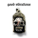 【good vibrations 正規取扱店】シルバーアクセサリー メンズ デヴィッド・ボウイ スカル オマージュ ロックスター デヴィッドボウイ チャーム ペ...