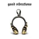 【good vibrations 正規取扱店】シルバーアクセサリー メンズ グッドバイブレーションズ ラスタ ミュージック ヘンプ 麻の葉 大麻 マリファナ モチーフ ヘッドホン ヘッドスピーカー チャーム ペンダントトップ シルバー 925 純銀 ネックレス