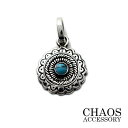 【23mm】シルバー フラワー模様 ターコイズ 天然石 シルバーアクセサリー メンズ シルバー925 ...