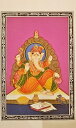 ◆【シルク地枠入り絵画 ガネーシャ】インド ガネーシャ シルク地 絵画 細密画 アジアン 一点もの