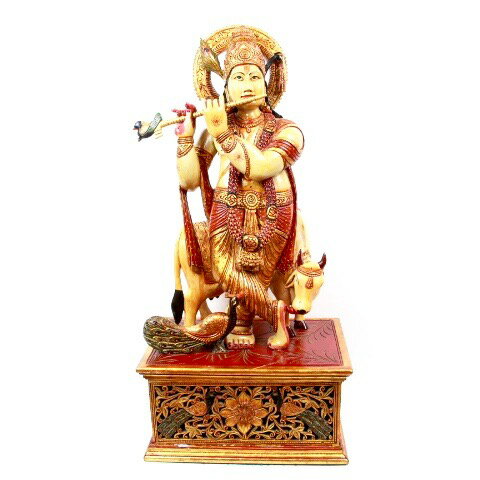 ●【木製神像 クリシュナ】インド クリシュナ 瞑想　スピリチュアルのサムネイル