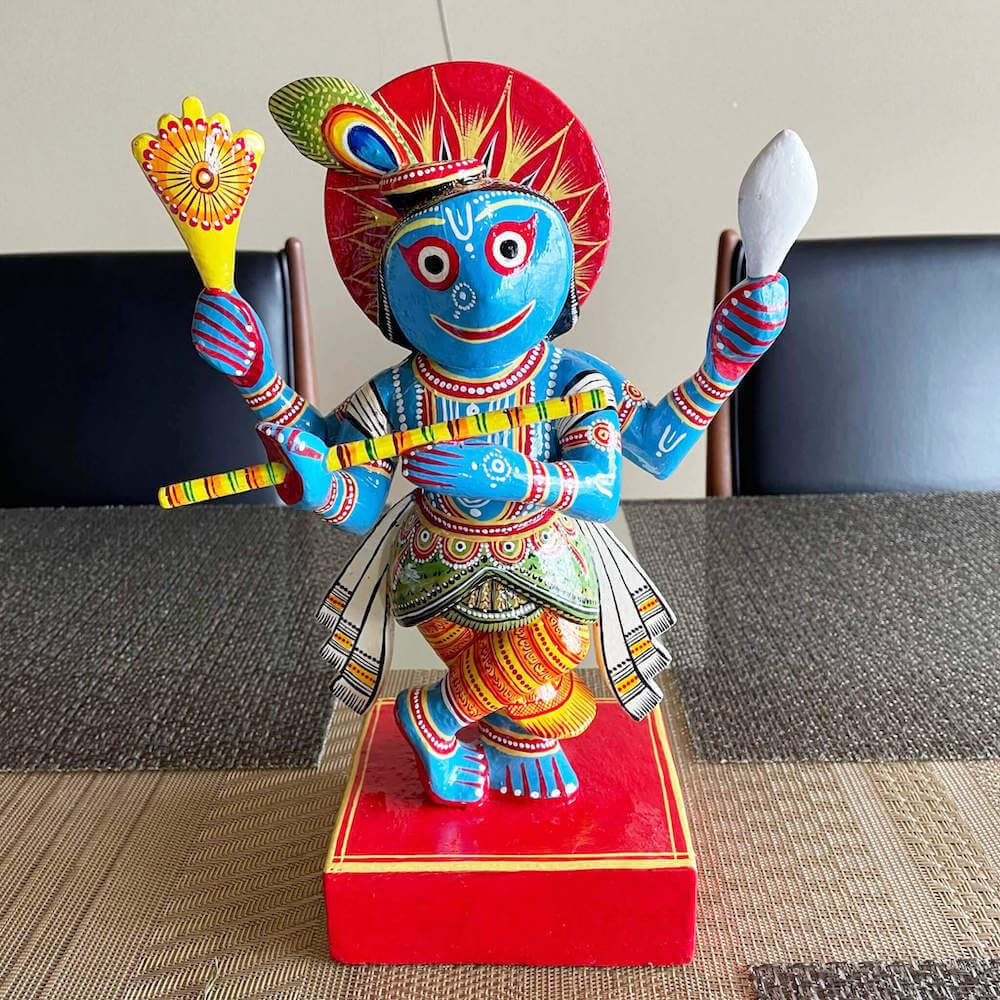 【ジャガンナート クリシュナ像・青 】インド クリシュナ ジャガンナート 神様 開運 置物 高級インド雑..