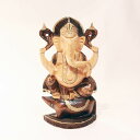 【インドの神様 ネズミに乗ったガネーシャの木製置物】ガネーシャ 夢を叶える パワー 木製 波動 成功 出世