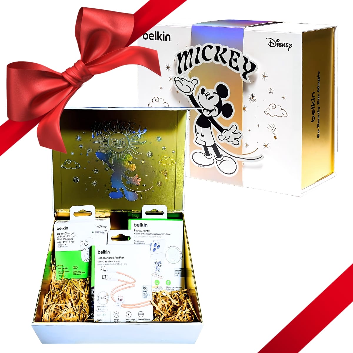 Belkin (ベルキン) ディズニー チャージング ギフトボックス (5000mAh モバイルバッテリー 67W出力のUSB-C 3ポート充電器, 60W対応...