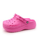 【3,000円以上で10%OFFクーポン 5/1 00:00～5/7 09:59】 crocs クロックス レディース メンズ 男女兼用 ユニセックス 定番 サボ アウトドア 厚底 サンダル バヤ プラットフォーム クロッグ 208186-6QQ ピンクの商品画像