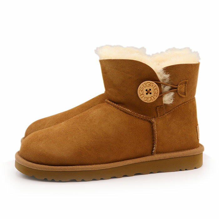 【3,000円以上で10 OFFクーポン 5/18 00:00～5/21 09:59】 特価★ UGG アグ レディース カジュアル 撥水 防汚 ムートン あったか もこもこ 秋 冬 ショート ブーツ シューズ ミニ ベイリー ボタン 1016422 チェストナット ブラウン