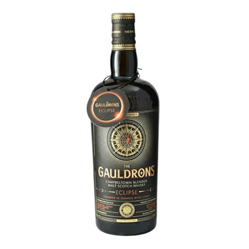 お酒 ギフト ウイスキー ブレンデッドモルト キャンベルタウン ダグラスレイン ゴールドロンズ ( Gauldrons ) エクリプス 52.9° 700ml 本作「エクリプス」は、ブランド初となるオレンジワイン樽フィニッシュを採用。キャンベルタウンの潮風と歴史、そしてアンダルシアの温暖な陽光が生んだワイン樽の奥深い果実香が交錯し、影と輝きが一瞬交わるような味わい体験をお届けします。 テイスティングノート 香り：麦芽、ドライアプリコット、オレンジピール、ローストアーモンド 味わい：クルミ、ハチミツ、ジンジャー、ストーンフルーツ フィニッシュ：スパイスが長く続き、爽やかな酸味のあるオレンジ、ナッツの奥行きとともに、どこか神秘的な印象を残す ※商品名に記載が無い場合は、正規品・並行輸入品が混在している商品もございますので、事前にお問い合わせください。 ※箱の有無は基本的には掲載画像の通りでございます。箱付きか、箱無しかを気にされる方は事前にお問い合わせください。
