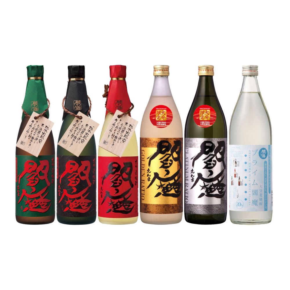 ギフト お酒 飲み比べセット 焼酎 ( 赤閻魔・黒閻魔・緑閻魔・ゴールド閻魔・プラチナ閻魔・プライム閻魔 ) 25° 720ml×3本 ＋ 20° 900ml×3本 ≪ 箱無し 老松酒造 麦焼酎 6本セット 飲み比べ ≫【 条件付き送料無料 】