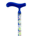 手元カーボンツヤ有L型(青)/カーボン(ブルーフラワー/青) ステッキ専門店チャップリン