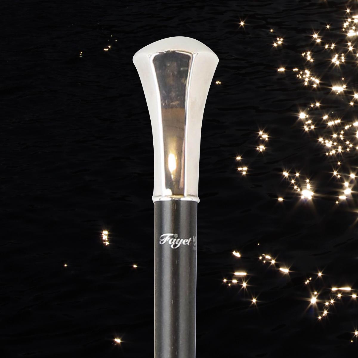 シルバー 銀メッキ 杖 つえ おしゃれ 高級 フランス製 スタミナウッド 無地 メンズ 木製 先ゴム 16mm 安全 頑丈 チャップリン 無料調整 調整 ステッ...