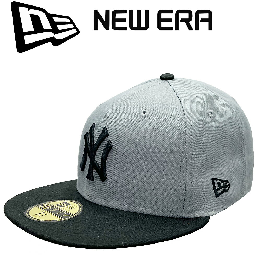 New Era ニューエラ 59Fifty Cap 5950 ベースボール キャップ MLB NY Yankees ニューヨークヤンキース グレー Gray/Black NY MLB 野球 帽子 正規品 ユニセックス 男女兼用 ストリート