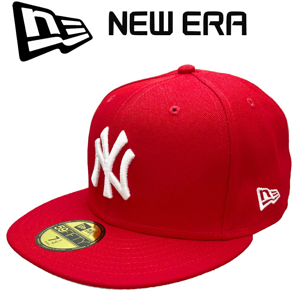 New Era ニューエラ 59Fifty Cap 5950 ベースボール キャップ MLB NY Yankees ニューヨークヤンキース レッドScarlet Red NY MLB 野球 帽子 正規品 ユニセックス 男女兼用 ストリート