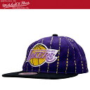 【限定セール】Mitchell & Ness ミッチェル&ネス NBA City Pinstripe キャップ Los Angeles Lakers ロサンゼル...