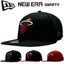 【限定セール】New Era ニューエラ 59Fifty Cap マイアミ・ヒート Miami Heat 5950 ベースボール キャップ NBA メジャーリーグ バスケットボール オーセンティック フラットバイザー メンズ レディース