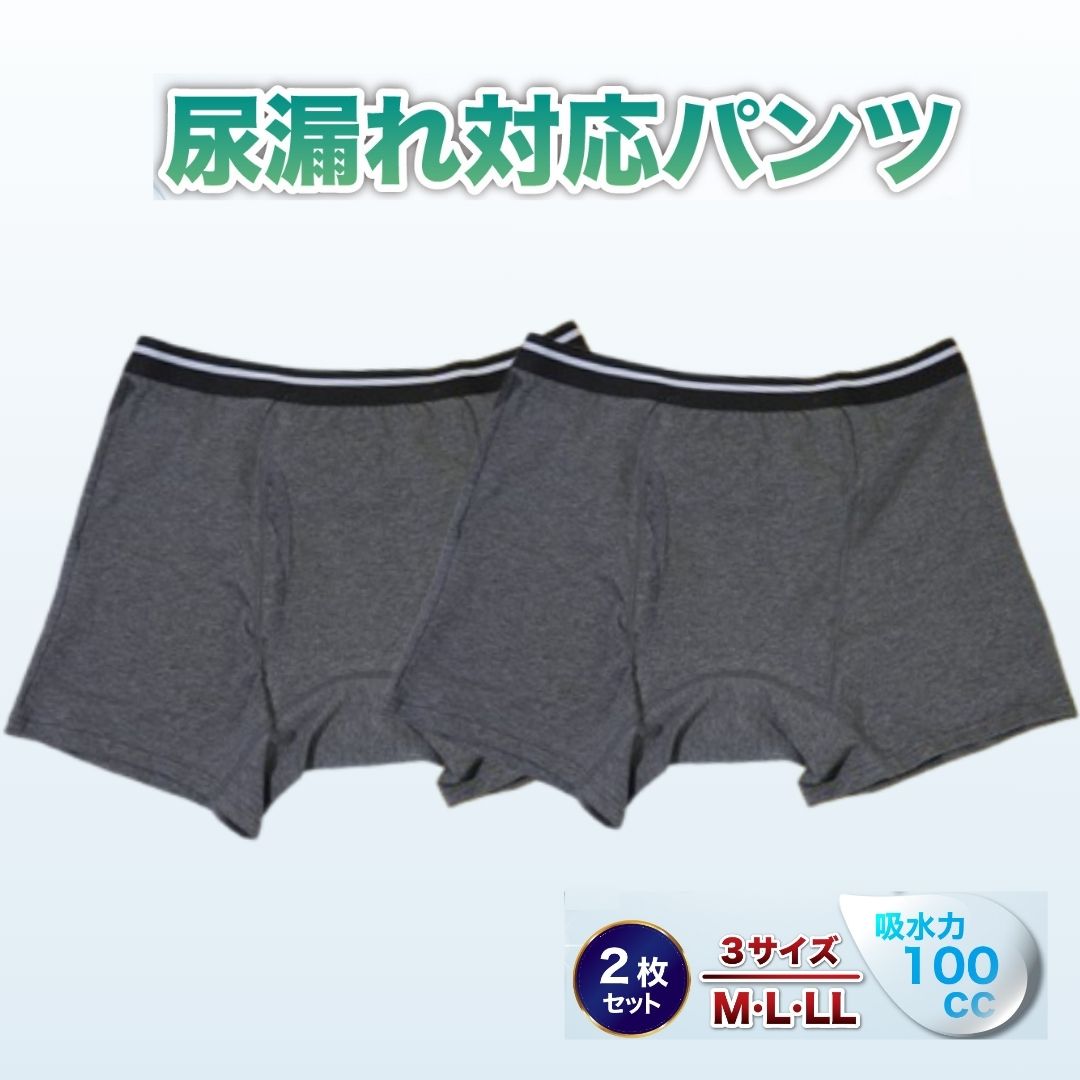Rakuten - 【2枚セット】尿漏れパンツ 男性 男性用 メンズ 介護パンツ 失禁 介護用 夏用 紳士 セット グレー ちょい漏れ 尿もれ