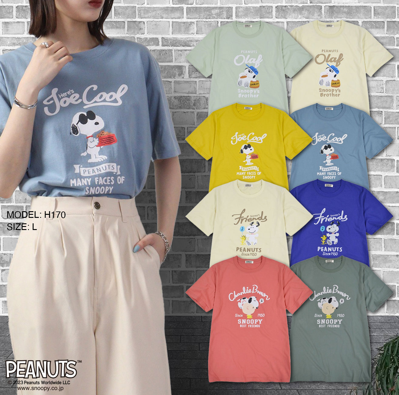 スヌーピー トップス Tシャツ 半袖 オラフ ジョークール チャーリーブラウン ウッドストック SNOOPY PEANUTS