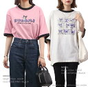 クロミ Tシャツ 半袖 リンガーネック トップス ドロップショルダー プリント サンリオ キャラクターズ