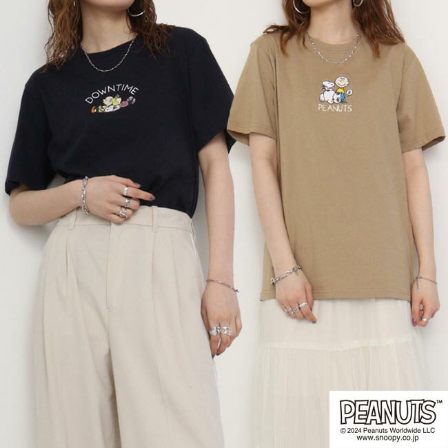 スヌーピー 刺繍 半袖 Tシャツ 春夏秋 フレンズ SNOOPY PEANUTS