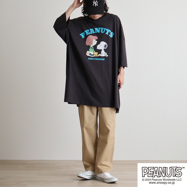 スヌーピー ピーナッツ BIG Tシャツ オーバーサイズ 半袖 プリント ペパーミントパティ スリット SNOOPY PEANUTS