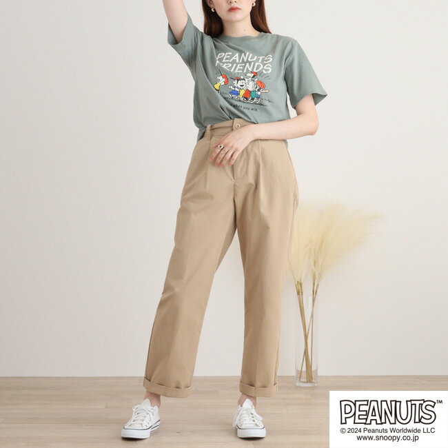 スヌーピー 半袖 トップス Tシャツ コミック柄 プリント チャーリーブラウン SNOOPY PEANUTS