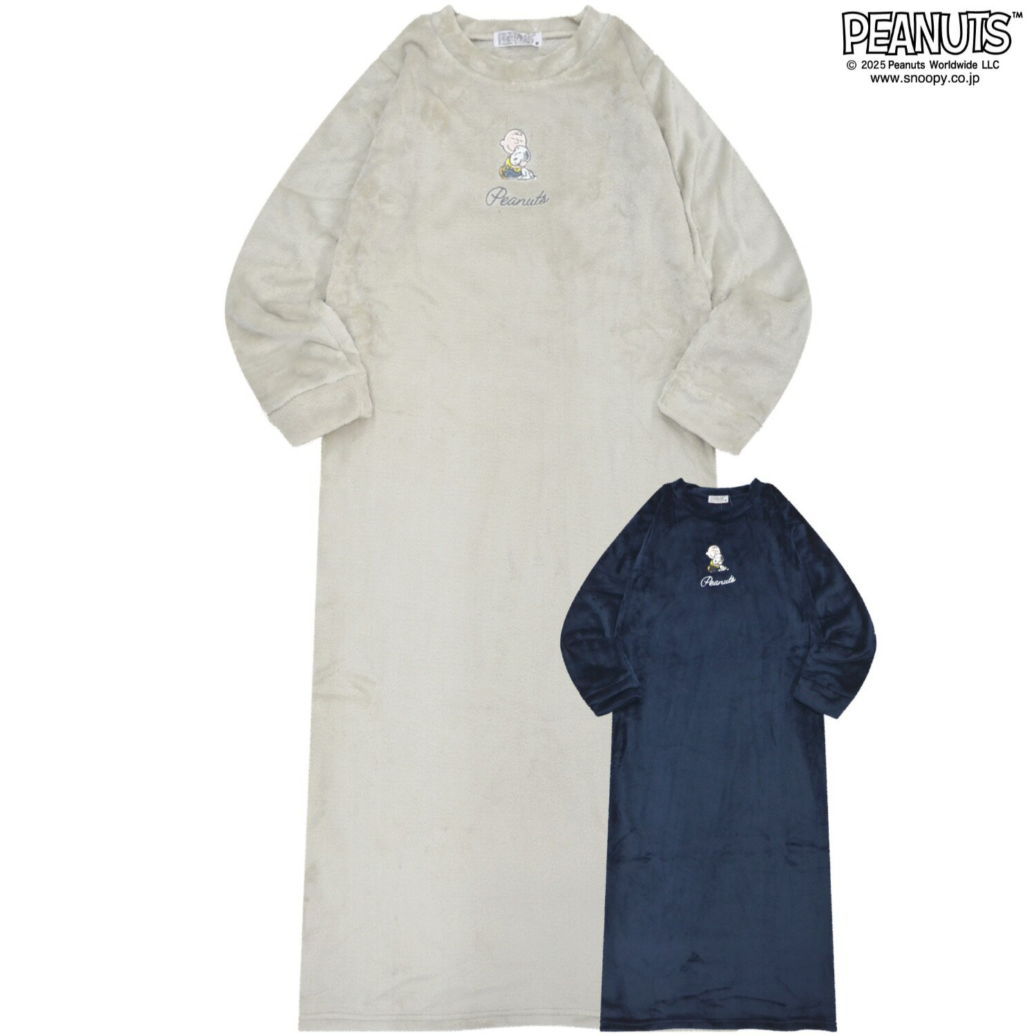 スヌーピー ワンピース フリース 長袖 チャーリーブラウン 裏起毛 秋 冬 SNOOPY PEANUTS