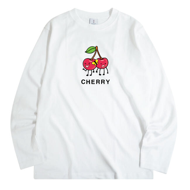 ヘビーウェイト 長袖 Tシャツ チェリー さくらんぼ CHERRY フルーツ 厚手 ロング ロンT トップス メンズ レディース S M L LL 3L 4L 春服 秋服 ペア お揃い