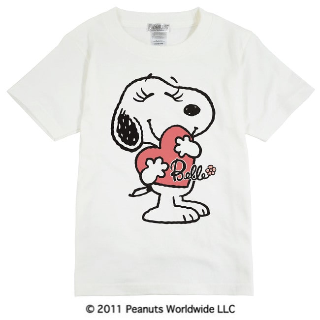 スヌーピーベル女の子ハート半袖Tシ...