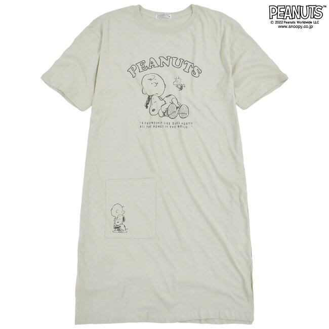 スヌーピー Tシャツ 半袖 レディース プリント BIG SNOOPY PEANUTS