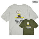 スヌーピー Tシャツ ドロップショルダー チャーリーブラウン 刺繍 バックプリント S M L LL PEANUTS