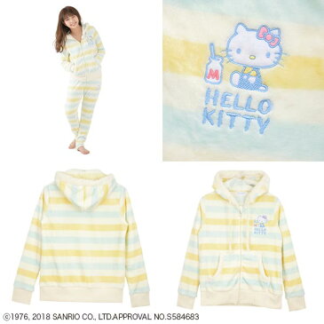 【SALE】【ハローキティ】モコフワボーダーZIPパーカー(レディース)