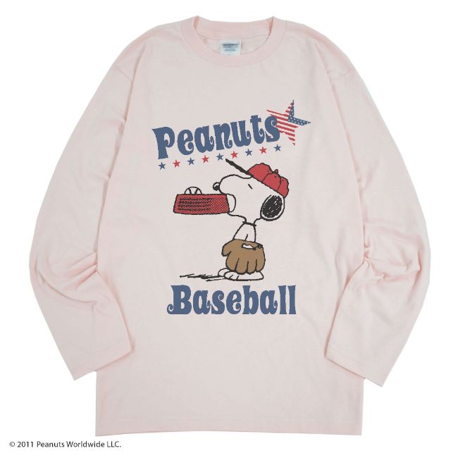 スヌーピー 野球 グローブ 長袖 Tシャツ メンズ