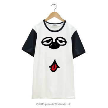 スヌーピー SNOOPY PEANUTS オラフ Olaf フェイス Tシャツ 半袖 オフホワイト×ブラック メンズ レディース 男女兼用 グッズ S M L LL 3L ビックサイズ キャラクター