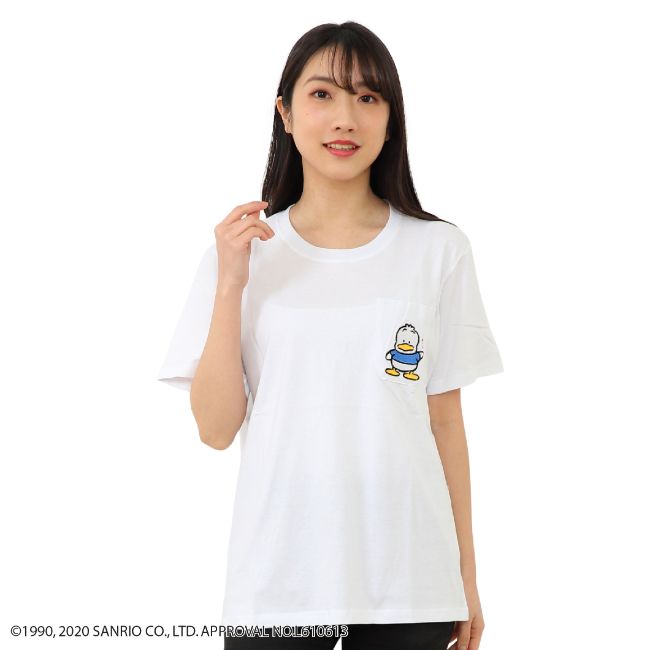 人気キャラ あひるのペックル 定番カラーのTシャツです あると便利な胸元のポケット！ あひるのペックルは高級感ある刺しゅうです あひるのペックル