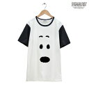 スヌーピー SNOOPY フェイス Tシャツ 半袖 オフホワイト×ブラック メンズ レディース家族お揃い 兼用 peanuts コレクション グッズ S M L LL 3L ビックサイズ キャラクター