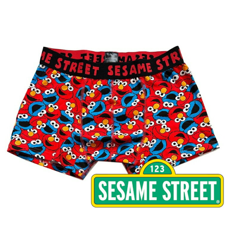 【パンツ3枚購入メール便送料無料】セサミストリート SESAME STREET フェイス ボクサーパンツ (M)サイズ レッド/メンズ/プレゼント/ユニセックス/キャラクター/下着